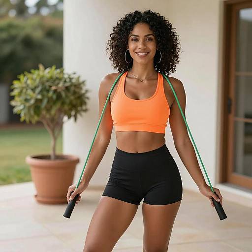 Confident Fit Woman with Jump Ropes
