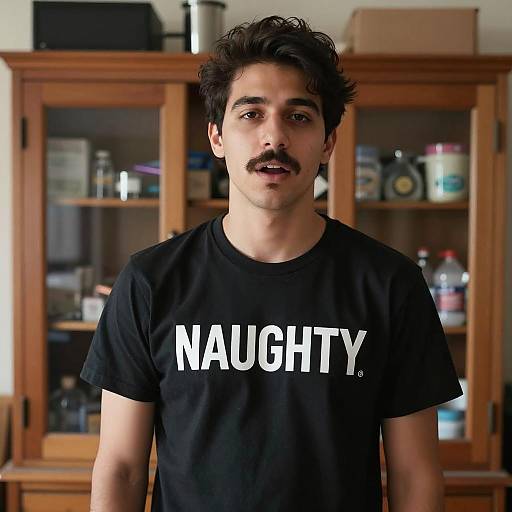 Young Man in Cluttered Room Portrait