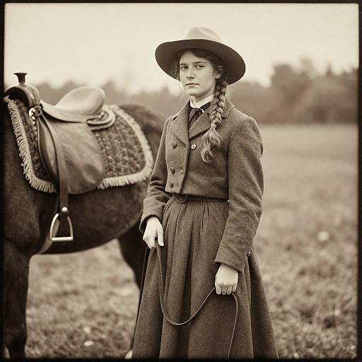 Vintage Sepia Portrait with Horse