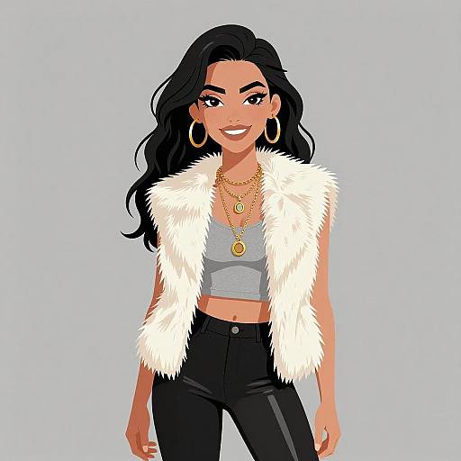 Glam Rock Woman with Stylish Outfit