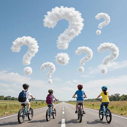 Children Cycling on Sky Highway