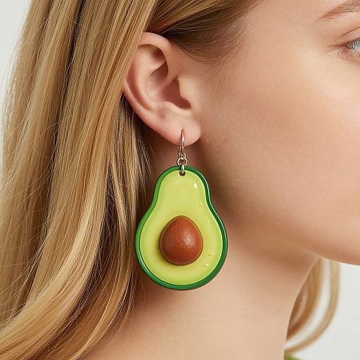 Woman Wearing Playful Avocado Earrings