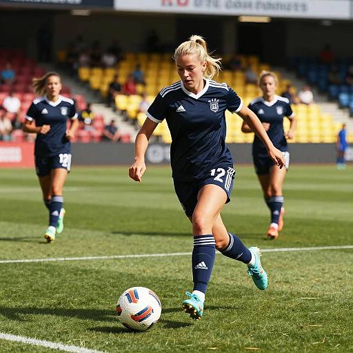 Blonde Soccer Players Mid-Match Action