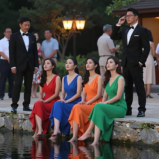 Evening Gathering with Colorful Dresses