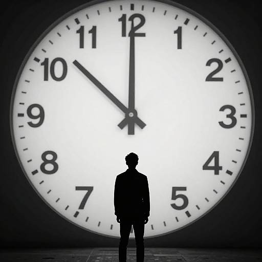 Solitary Figure Silhouetted by Clock