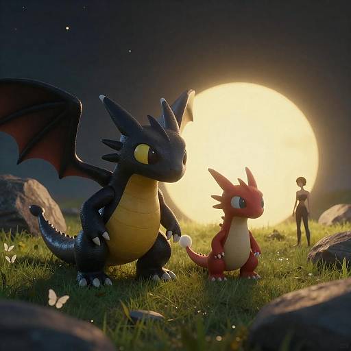 Mystical Dragons Under Starry Sky