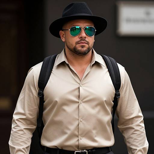 Stylish Man in Fedora and Aviators