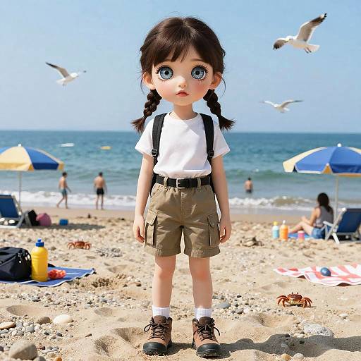 Photorealistic Beach Portrait of Woman