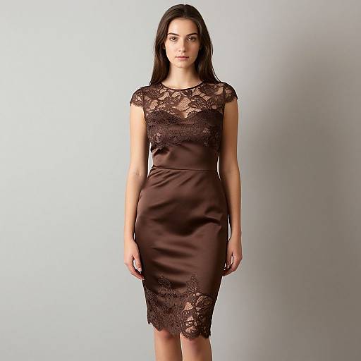 Elegant Woman in Satin Lace Dress