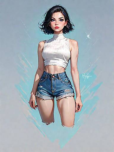 Stylish young woman in casual summer outfit