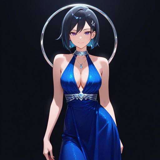 Poised Maiden in Elegant Blue Dress Poised Maiden in Elegant Blue Dress