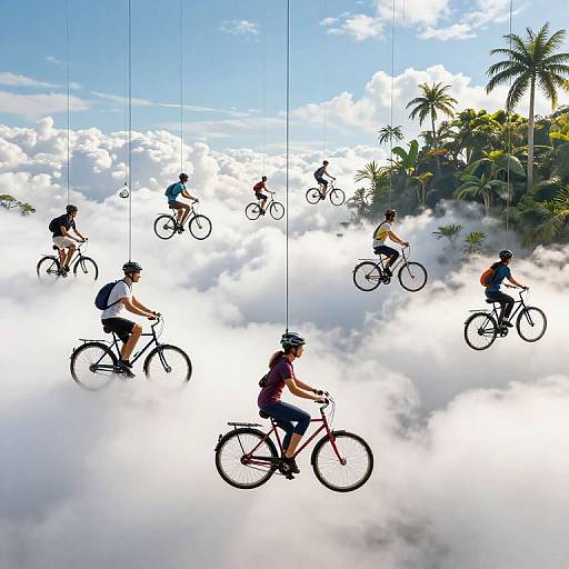 Surreal Jungle of Floating Bicycles