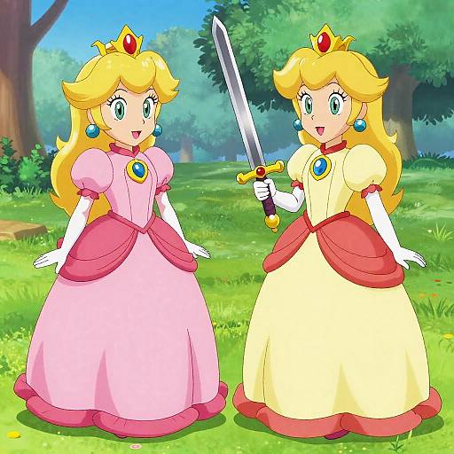 Princess Peach and Daisy with Sword