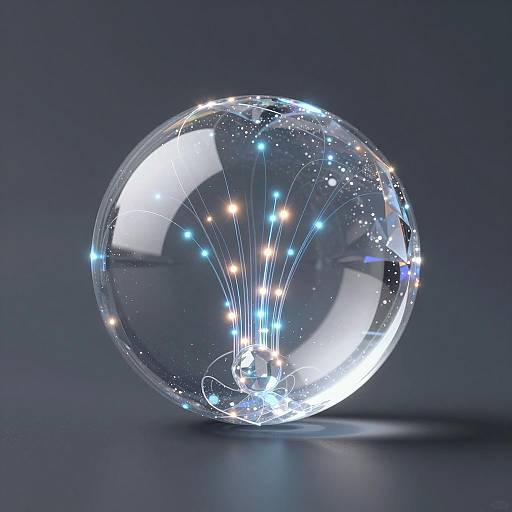 Luminous Crystal Orb with Glowing Data Streams