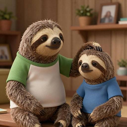 Warm Moments: Sloths in a Cozy Room