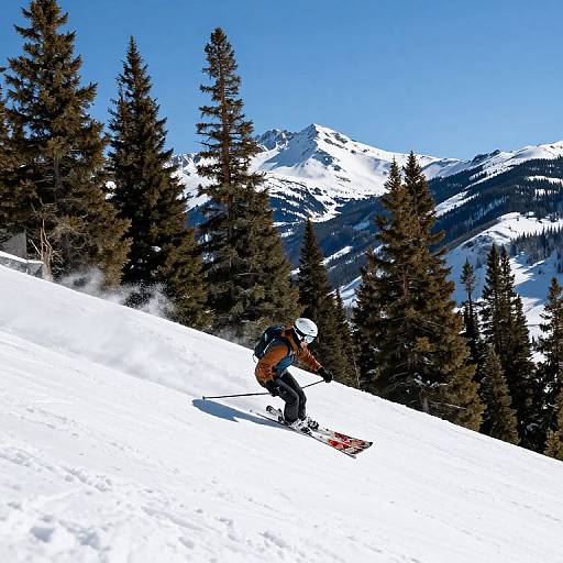 Skier Descending Snowy New Mexico Slopes