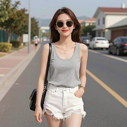 Smiling Woman in Casual Summer Outfit