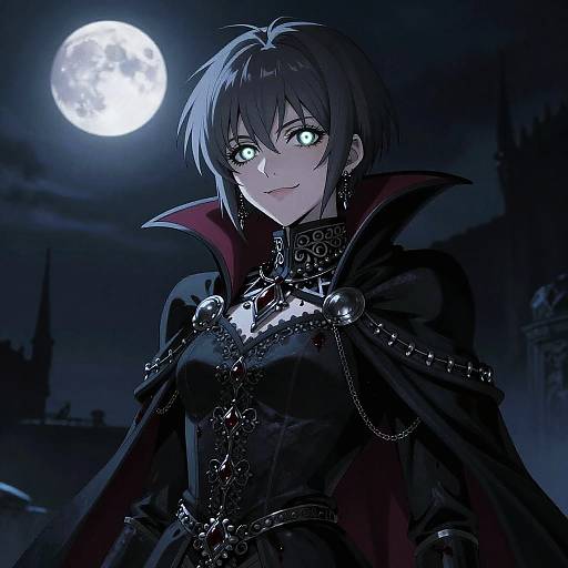 Moonlit Vampire in Silver Filigree Coat