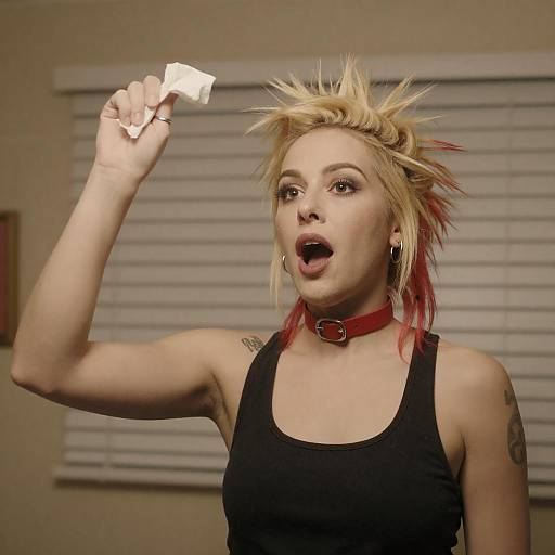 Surprised Woman with Spiky Hair