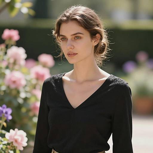 Elegant Woman in Patola Fabric Garden