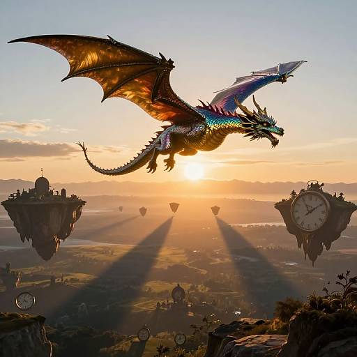 Surreal Dragon in Dali-style Landscape