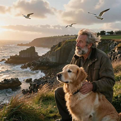 Serene Companionship by the Coast