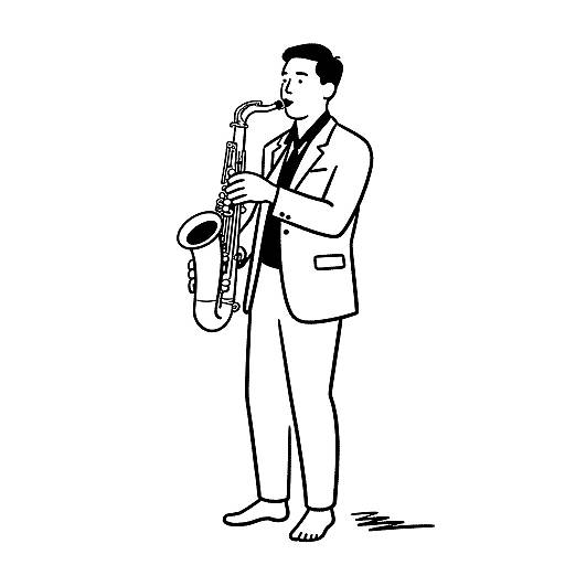 Minimalist Saxophone Player Sketch