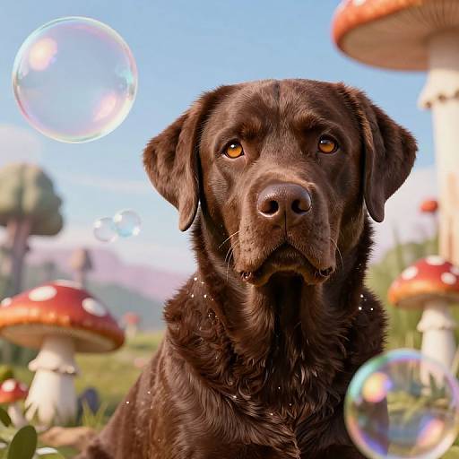 Trippy Futuristic Labrador Illustration