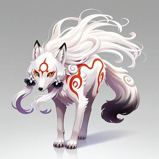 Illustration of Amaterasu (ookami), ookami (game) in the style of Pikaole