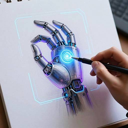 Cybernetic Hand Creating Holographic Art