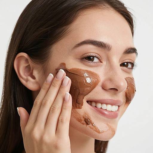 Woman Applying Chocolate Skincare Mask