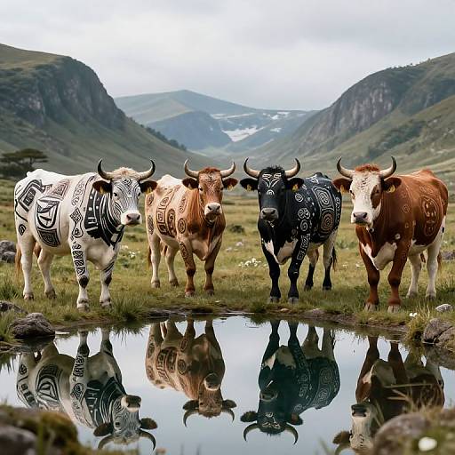 Mystical Cows by Mirrored Pool