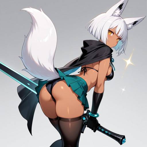 Fox Girl with Sword in Cowboy Shot Fox Girl with Sword in Cowboy Shot