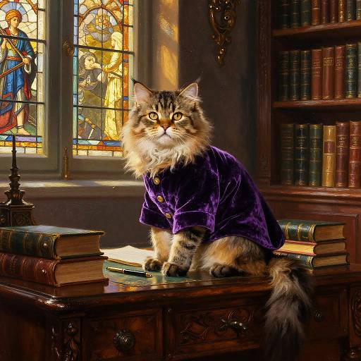 Regal Persian Cat in Baroque Setting