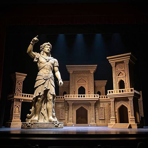 Epic Theatrical Stage with Ancient Statue