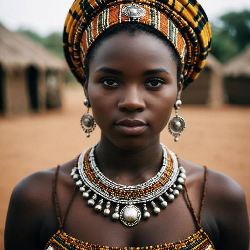 African Woman in Traditional Costume with Jewelry