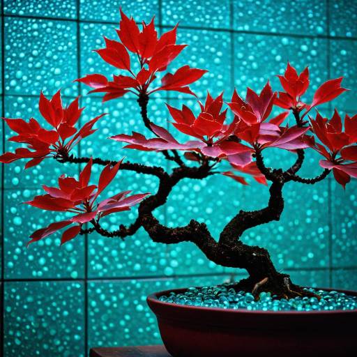 Iridescent Teal Succulents and Maple Macro