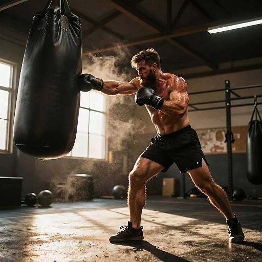 Bearded Powerlifter Training Intensity