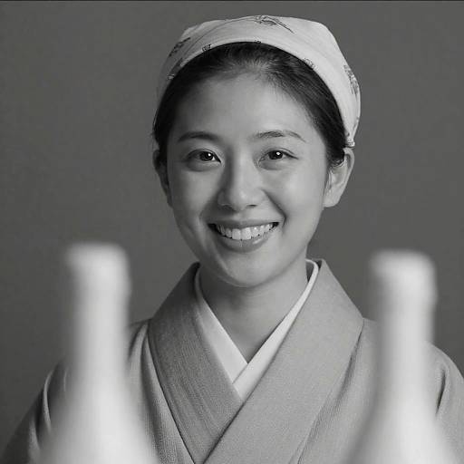 Smiling East Asian Woman in Kimono