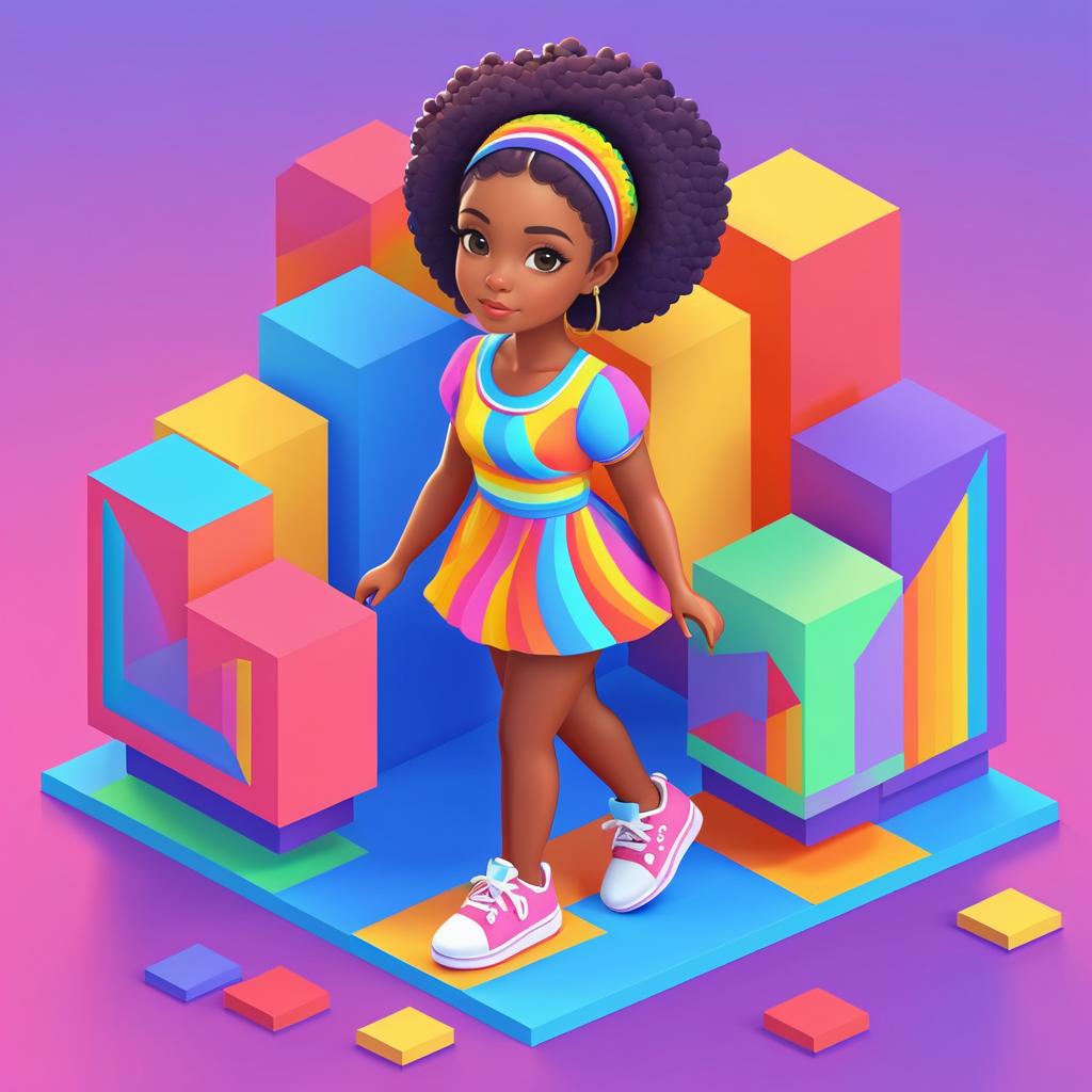 Cute Isometric Illustration of Artist