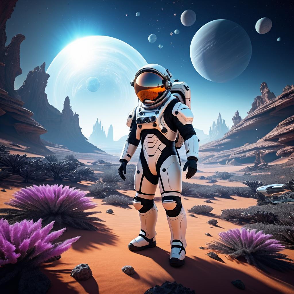 Futuristic Astronaut on Distant Exoplanet