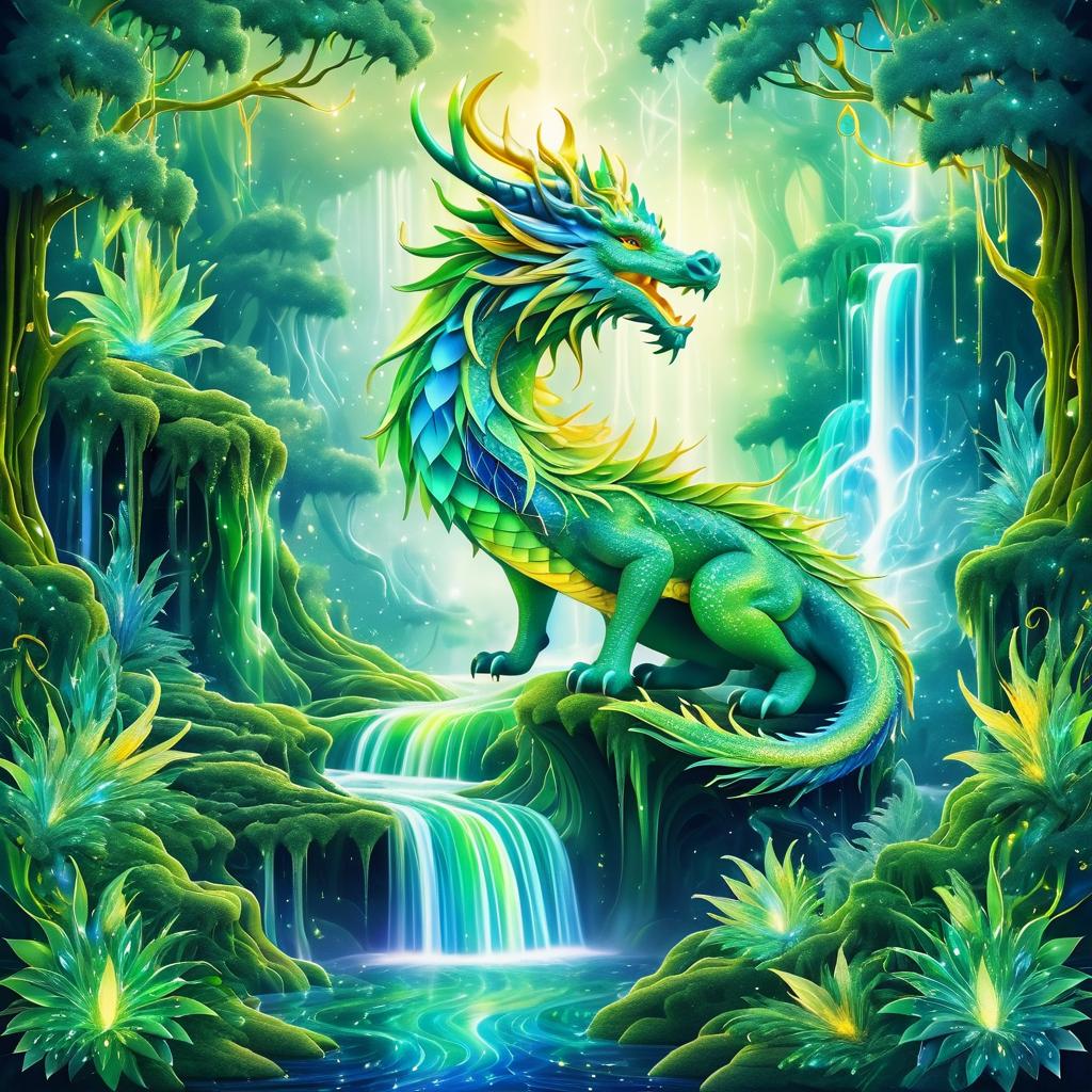 Majestic Enchanted Dragon in Colorful Forest