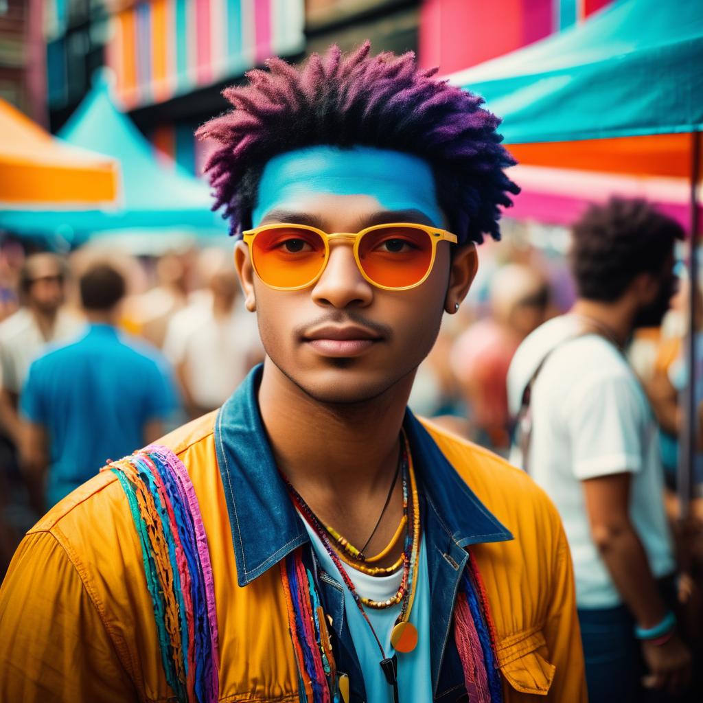 Vibrant Musician at Street Festival