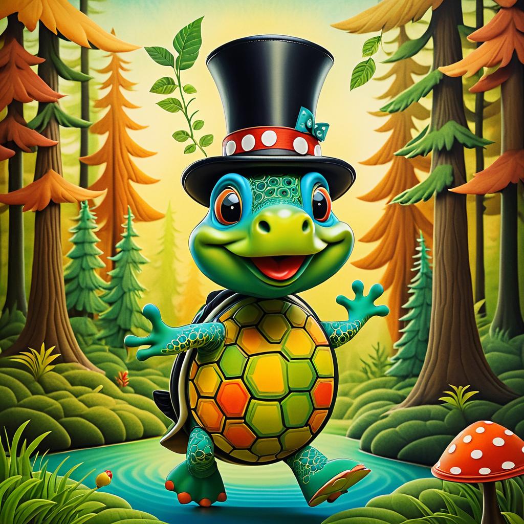 Whimsical Turtle in Top Hat Art