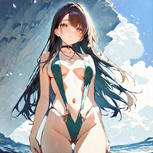 Girl in Swimsuit on Clifftop View Girl in Swimsuit on Clifftop View