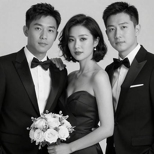 Elegant Trio in Black and White