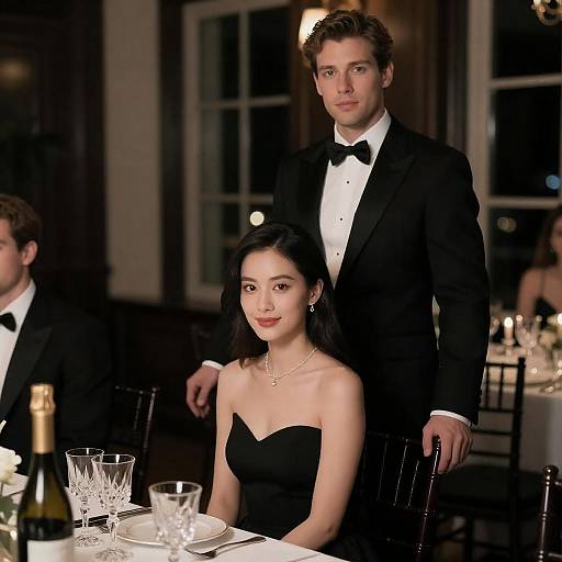 Couple at an Elegant Formal Dinner