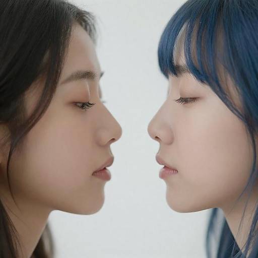 Intimate Close-Up of Two Female Profiles