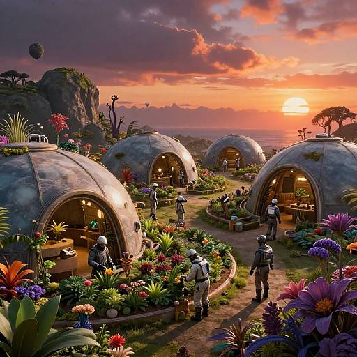 Alien Colonial Settlement with Advanced Habitats