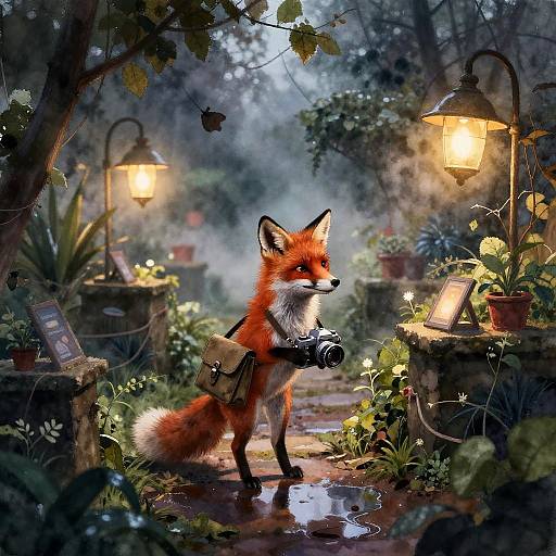 Noir Red Fox Detective in Misty Maze